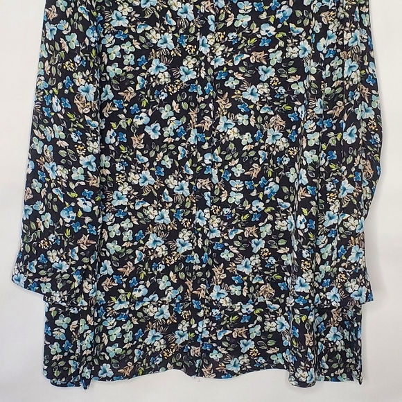 J. Jill Layered Floral Tunic Size 2X Long Sleeve Button-up Relaxed Shirt Fall - Picture 3 of 14